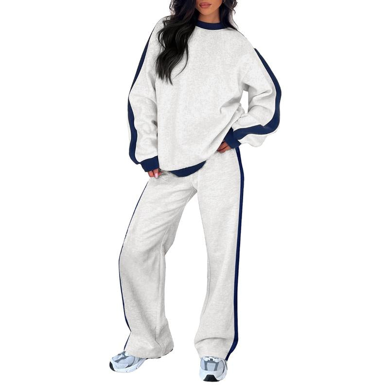 Aleumdr Women'S 2 Piece Outfit Fleece Sweatsuit Casual Lounge Matching Sets Crewneck Loose Fit Cozy Sweatshirt & Straight Leg Sweatpants Womenswear - Kiki of DC Styles Store