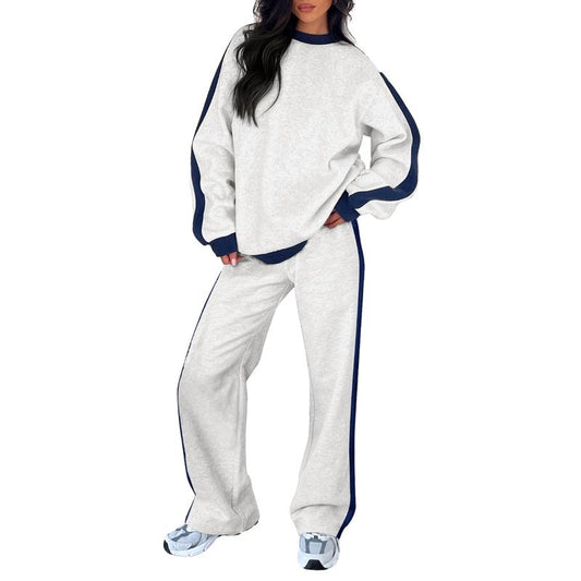 Aleumdr Women'S 2 Piece Outfit Fleece Sweatsuit Casual Lounge Matching Sets Crewneck Loose Fit Cozy Sweatshirt & Straight Leg Sweatpants Womenswear - Kiki of DC Styles Store