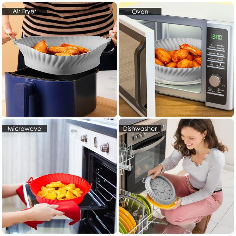 3Pcs Silicone Air Fryer Liners 8.6" Air Fryer Liners Reusable, Silicone Air Fryer Basket Heat Resistant Easy Cleaning Air Fryer Silicone Pot Air Fryer Oven Accessories - Kiki of DC Styles Store