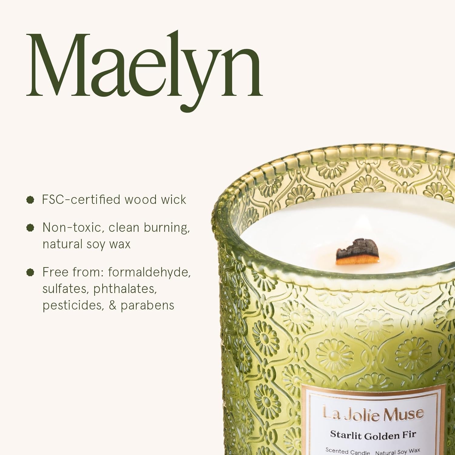 Fir & Cedarwood Candle, Christmas Candles for Home Scented, 19 Oz Large Wood Wicked Candle Gifts for Women&Men, 90 Hours Long Burning, Starlit Golden Fir - Kiki of DC Styles Store