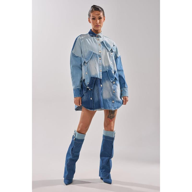 MONDAY BLUES DENIM MINI DRESS