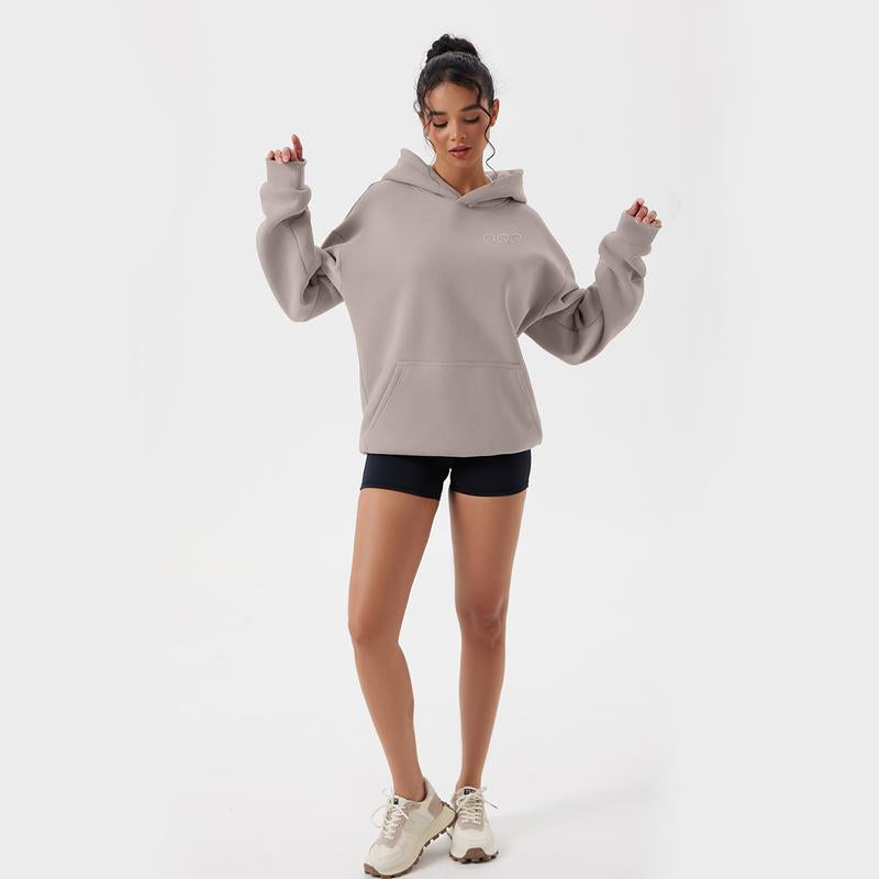 OQQ Women'S Hooded Pullover Sweatshirt - Long Sleeve - Fashionable Fall/Winter Top with Front Pockets Design - Kiki of DC Styles Store