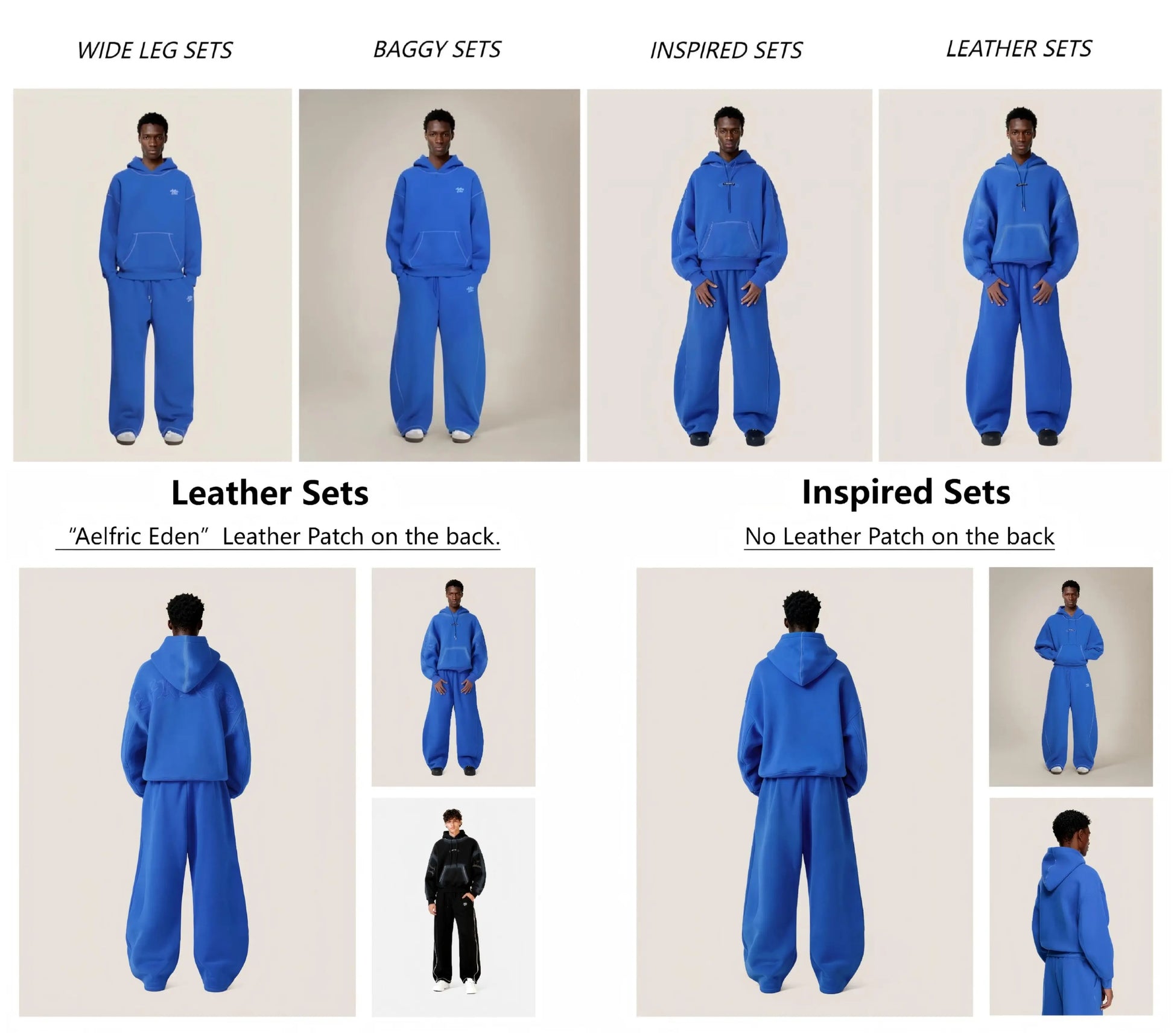 Aelfric Eden Y2K Cropped Hoodie Baggy Barrel Sweatpants Set 2 Piece Outfits Cozy Fleece Lounge Sweatsuit