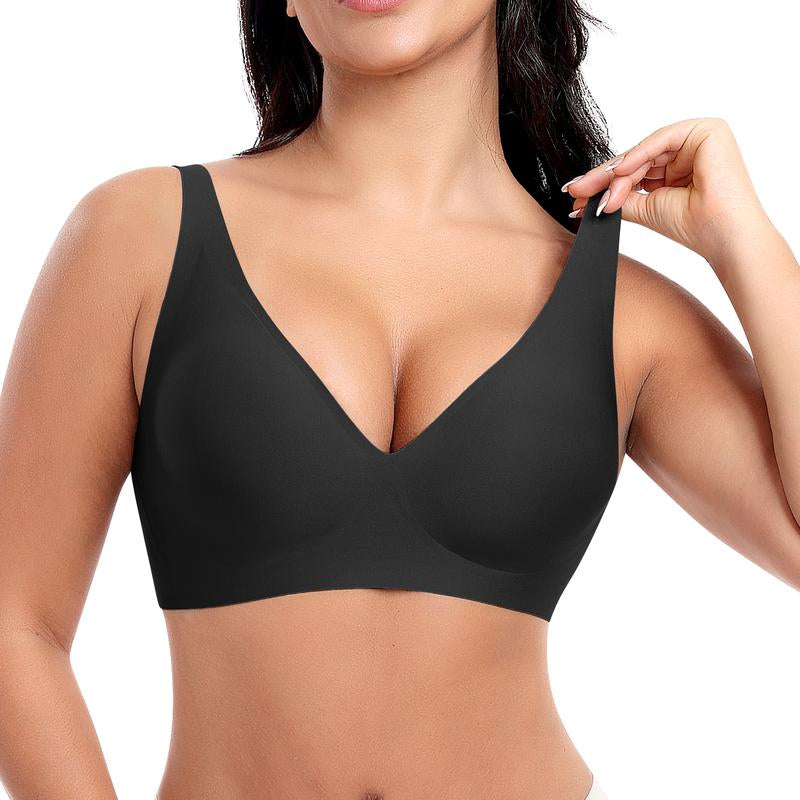 Werena V-Neck Wireless Bras for Women Seamless No Underwire Bra Comfortable Everyday Wire-Free Bras - Kiki of DC Styles Store