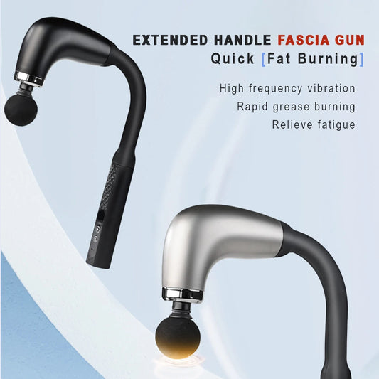 Fascia Gun with Extended Handle and Elbow for Self-assist Massage of the Upper and Lower Back Muscle Relaxation and Massage Done