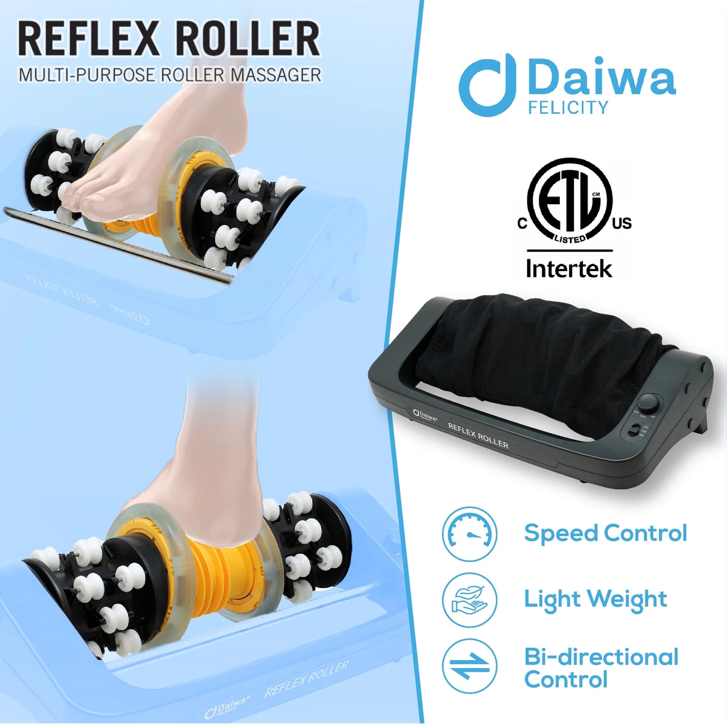 U.S. Jaclean Electric Foot Massager Calf Roller Reflexology Shiatsu Acupressure Massage Reflex Roller - Kiki of DC Styles Store