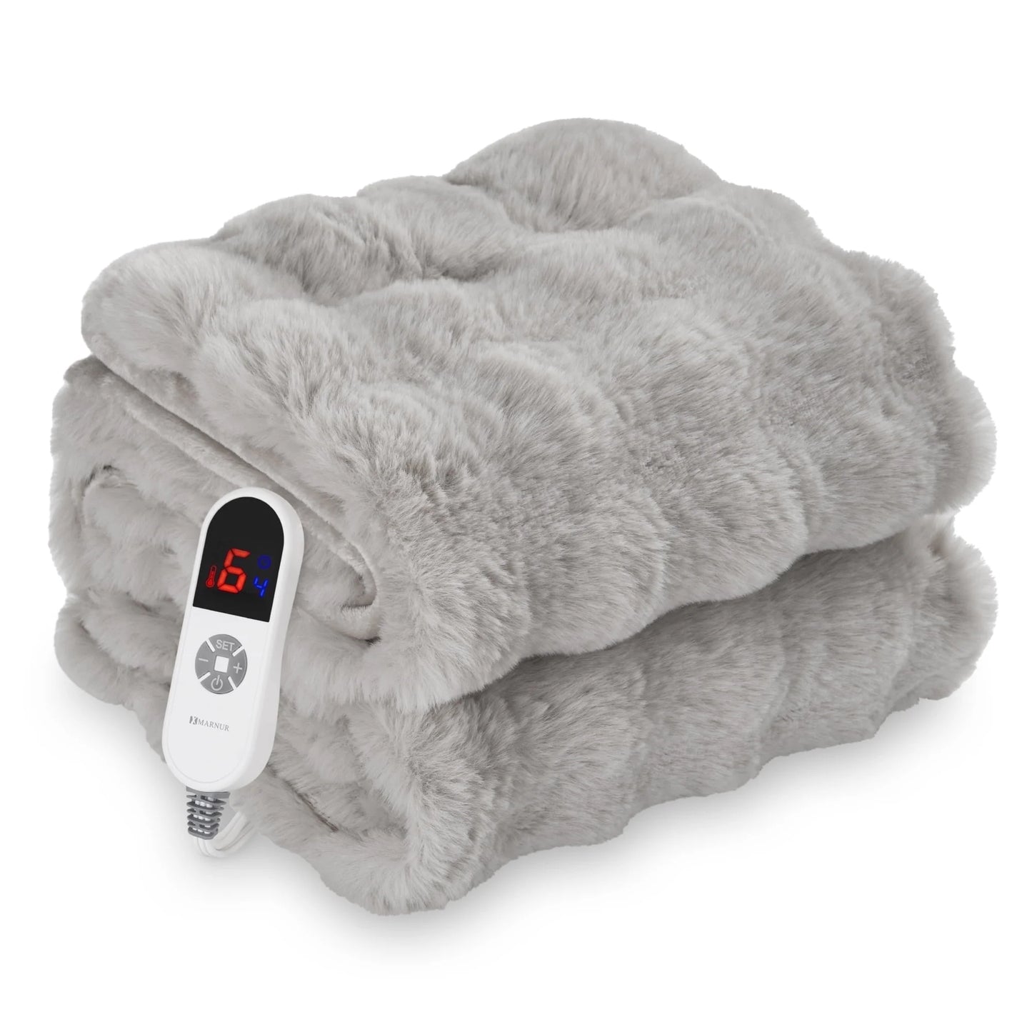Electric Throw Blanket 50"X60", Faux Fur Heated Throw, 6 Heating Levels, 4 Hours Timer, Gray - Kiki of DC Styles Store