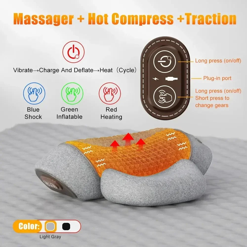 Electric Massager Cervical Pillow Hot Compress Vibration Massage Neck Traction Relax Sleeping Memory Foam Pillow Spine Support - Kiki of DC Styles Store