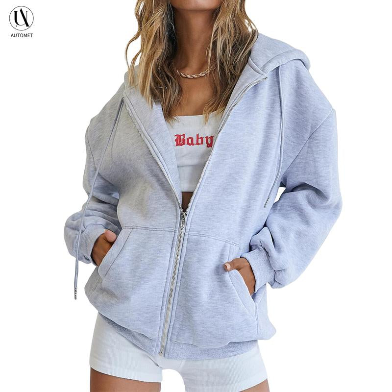 Chic Oversized Zip-Up Hoodies for Women - Trendy Fall & Winter Casual Jackets 2025