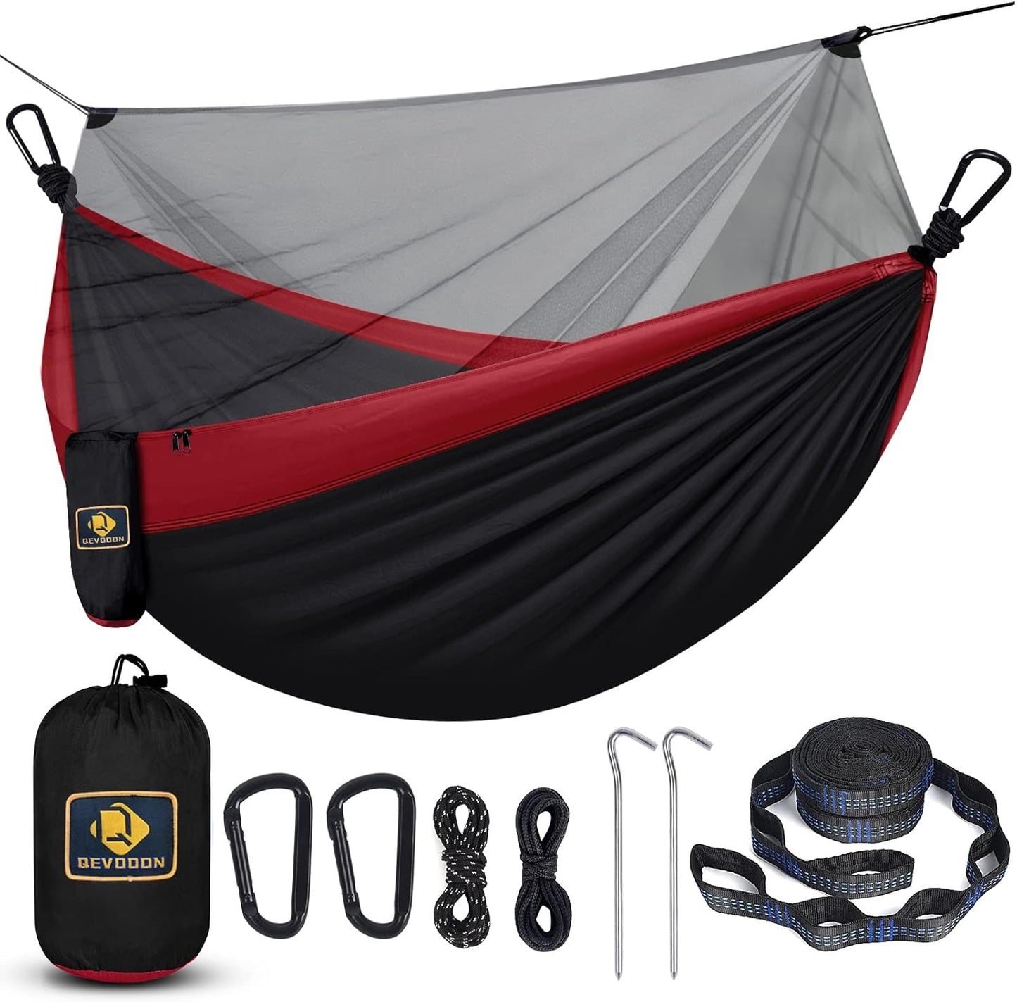 Camping Hammock with Net,Travel Portable Lightweight Hammocks with Tree Straps and Solid D-Shape Carabiners,Parachute Nylon Hammock for Outsides Backpacking Beach Backyard Patio Hiking - Kiki of DC Styles Store