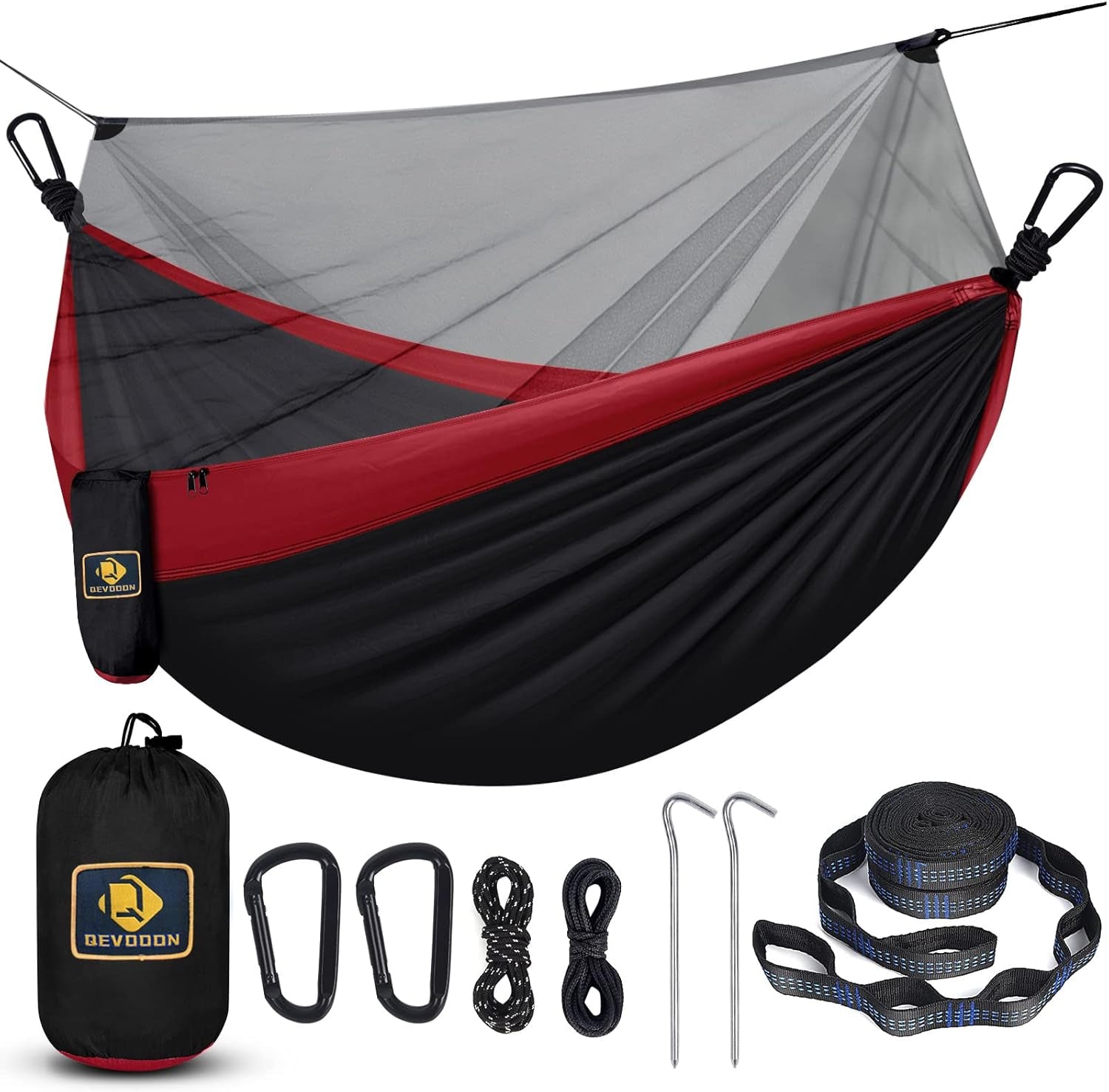 Camping Hammock with Net,Travel Portable Lightweight Hammocks with Tree Straps and Solid D-Shape Carabiners,Parachute Nylon Hammock for Outsides Backpacking Beach Backyard Patio Hiking - Kiki of DC Styles Store