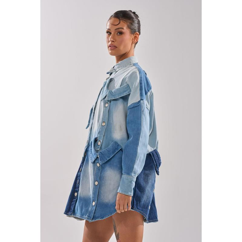 MONDAY BLUES DENIM MINI DRESS