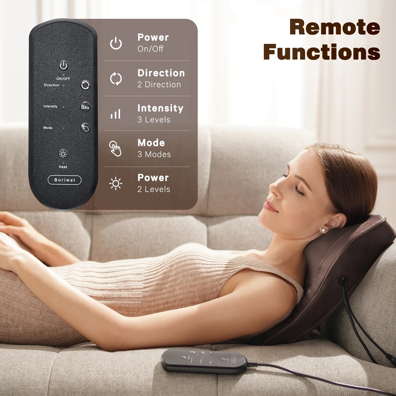 Back Massager with Heat and Vibration, Shiatsu Neck Massager Pillow Deep Tissue Care, Brown Gift for Mom and Dad