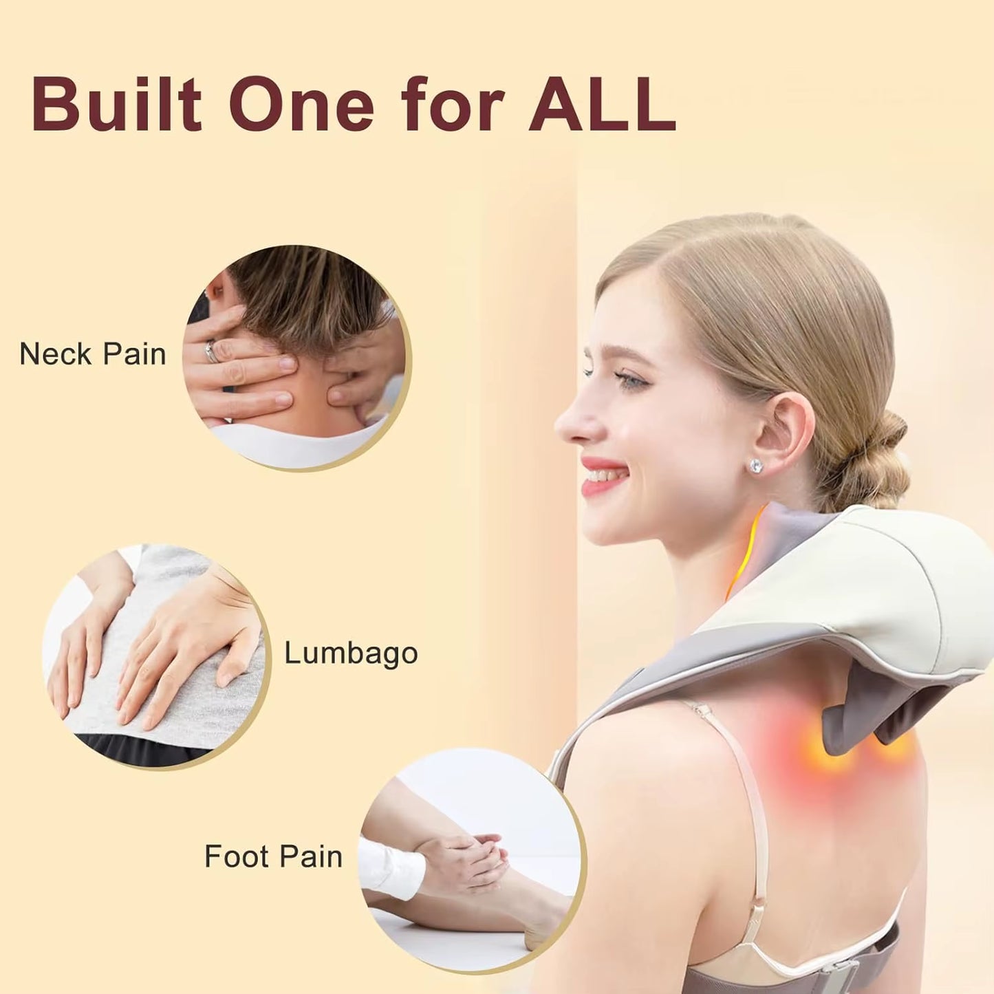 Wireless Neck Shoulder and Back Massager Brushless Motor 6D Deep Tissue Kneading Massage Pillow Shawl Best Gifts for Women Men - Kiki of DC Styles Store