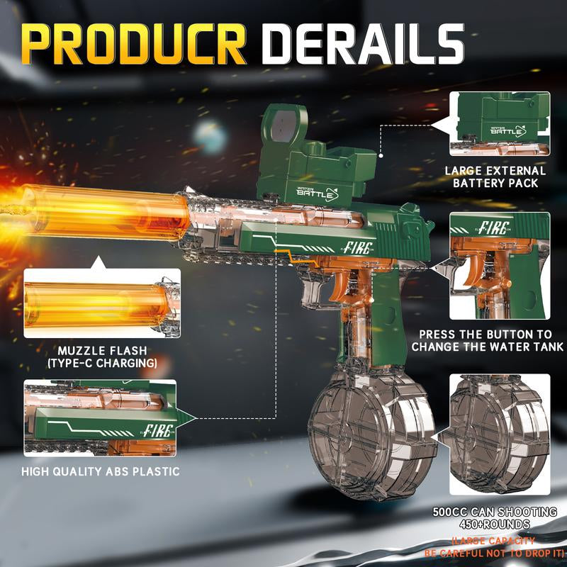 Talgic Multiplayer Team Game Toys Electric Automatic Water Machine Powerful, 32 Feet Shooting, Colored Lights, Summer Outdoor Swimming Pool Water Toy for Adult / Kids Aged 4 5 6 7 8+ - Kiki of DC Styles Store