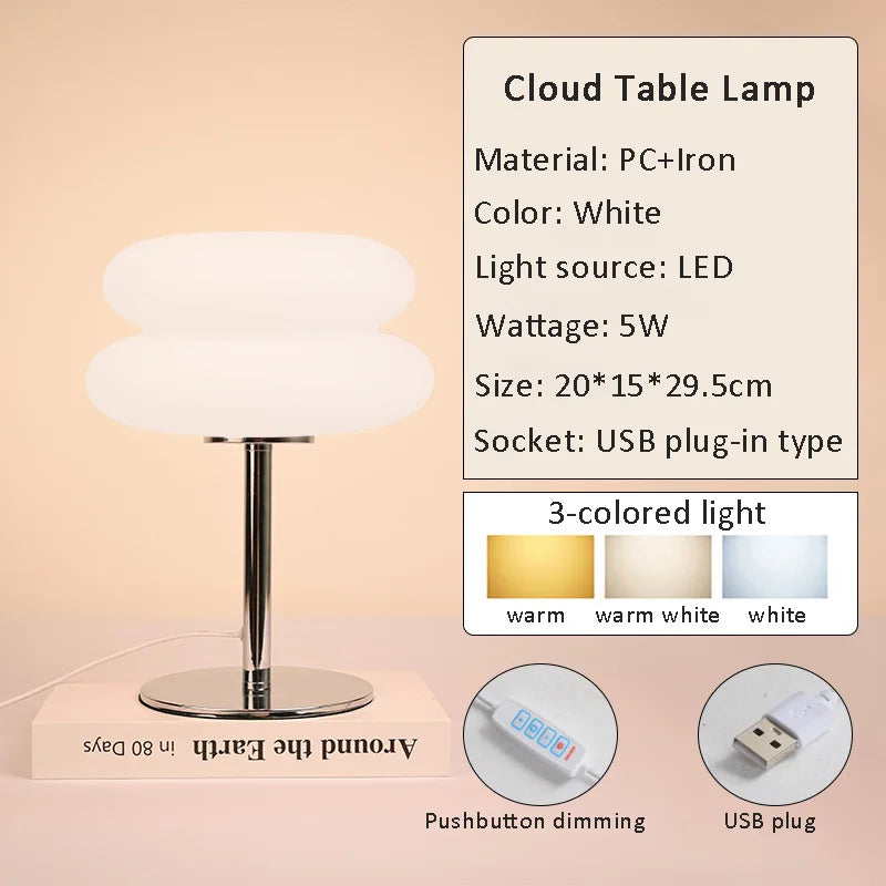 Macaron LED Table Lamp Trichromatic Dimming Living Room Atmosphere Lamps Eye Protection Night Light Girl Bedroom Bedside Decor - Kiki of DC Styles Store