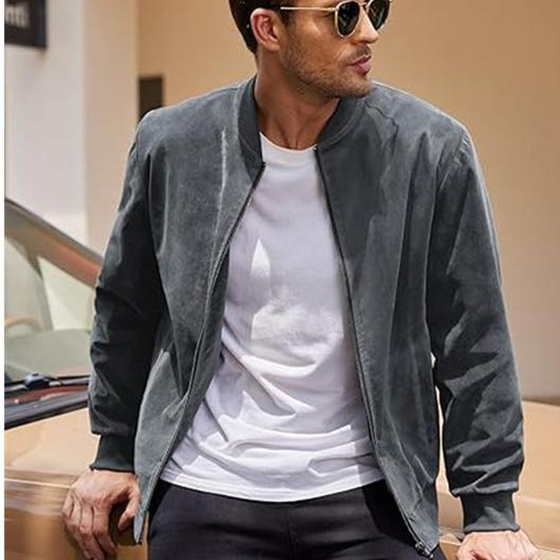 COOFANDY Men'S Casual Sports Jacket Retro Lightweight Suede Baseball Jacket, Fashionable Street Style Jacket, Suede Fabric Fashionable Comfortable Jacket, Men'S Top Coat, Men'S Jacket Coat - Kiki of DC Styles Store