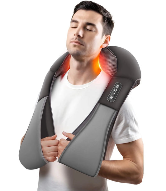 4D Shiatsu Neck and Back Massager with Heat for Pain Relief - Ideal Gift for Parents