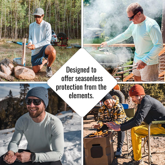Stay Protected and Stylish with Our Men's UPF 50+ Long Sleeve Outdoor T-Shirt - Perfect for Fishing, Running, Hiking, and Swimming