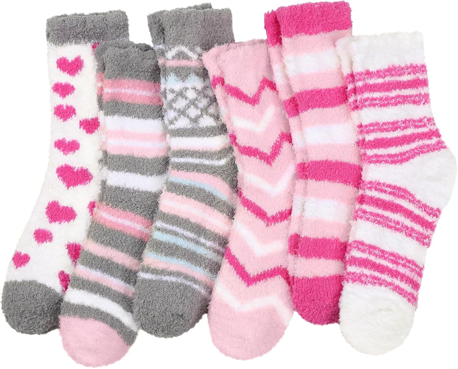 6 Pairs Womens Fuzzy Socks Winter Warm Soft Cozy Fluffy Microfiber House Sleeping Slipper Socks Christmas Gifts
