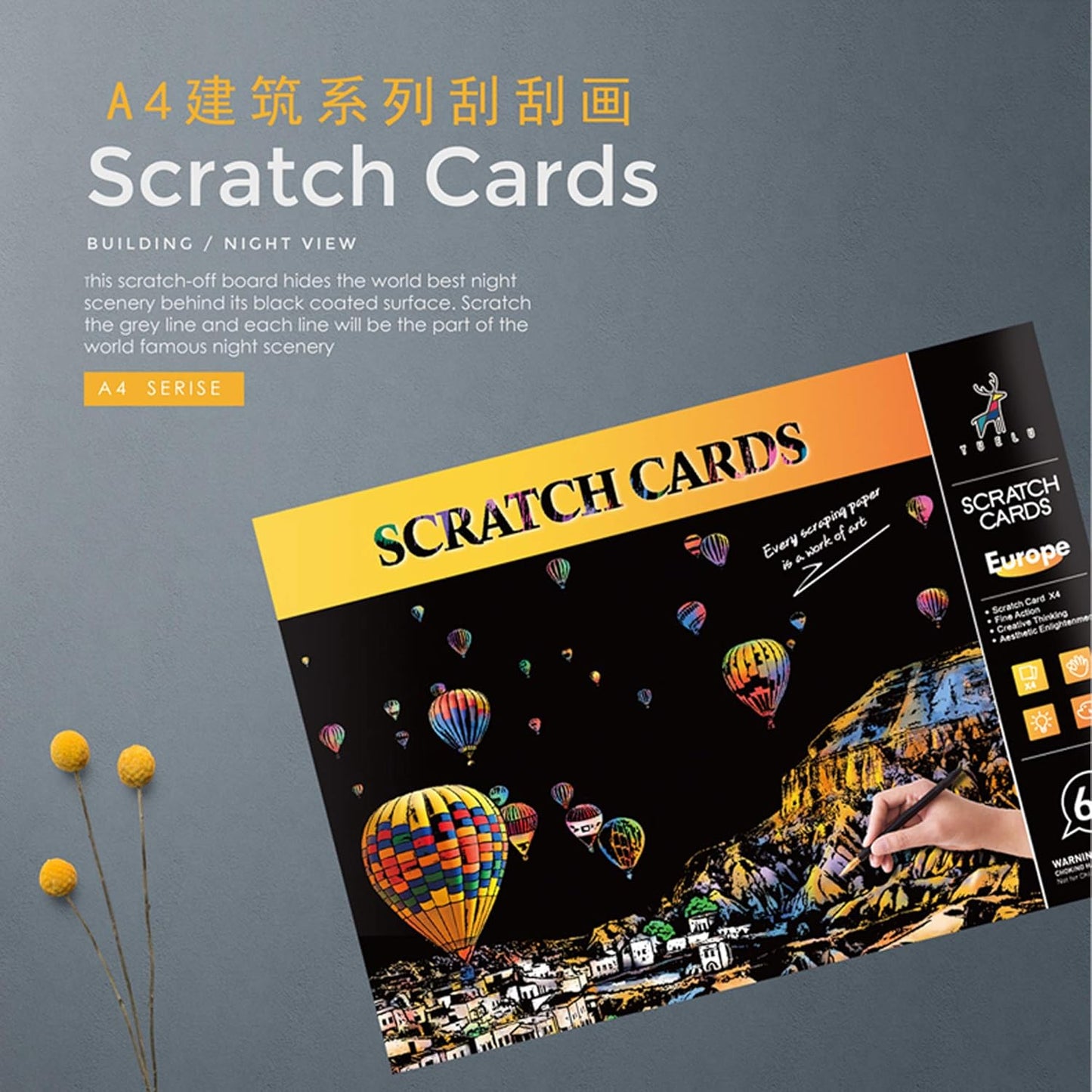 Scratch Art for Adults and Kids-City Landmarks Scratch Painting Craft Kit (8 Sheets A4)|DIY Foil Engraving Art Set|Stress Relief Gift for Travel Lovers,Craft Lovers,Home Decor(America/Europe)