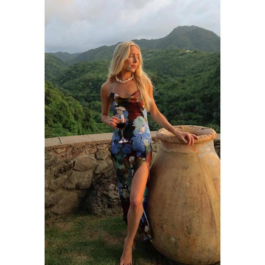 Stunning Natalia Blue Floral Maxi Dress for Effortless Elegance - Kiki of DC Styles Store