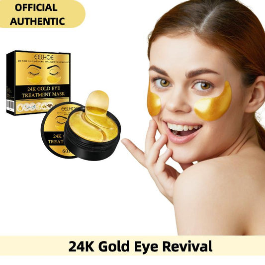 EELHOE 24K Gold Eye Mask-60Pcs – Ultra-Hydrating & Snug Fit Patches - Brighten Dark Circles • Reduce Puffiness • Deep Moisture • Stays Put!