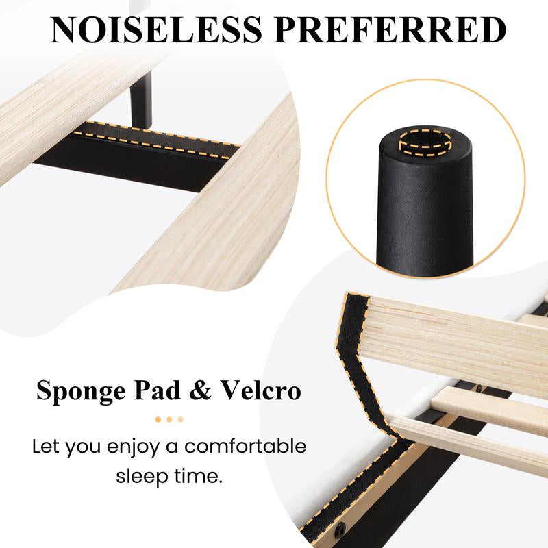 Luxurious SHA CERLIN Velvet Upholstered Platform Bed Frame with Adjustable Headboard - Sturdy and Stylish Design (Frame Only, Box Spring Optional) - Kiki of DC Styles Store