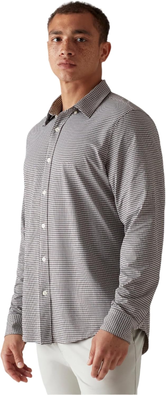 Men's Commuter Shirt, Performance Dress Shirts for Men, Machine Washable, Wrinkle Resistant, Slim Fit Button down Shirt