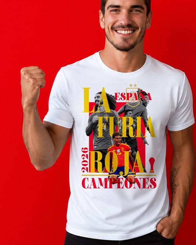 Spain World Champions 2026 La Roja Official Soccer Tee – Premium 100% Cotton Fan T-Shirt Amazon