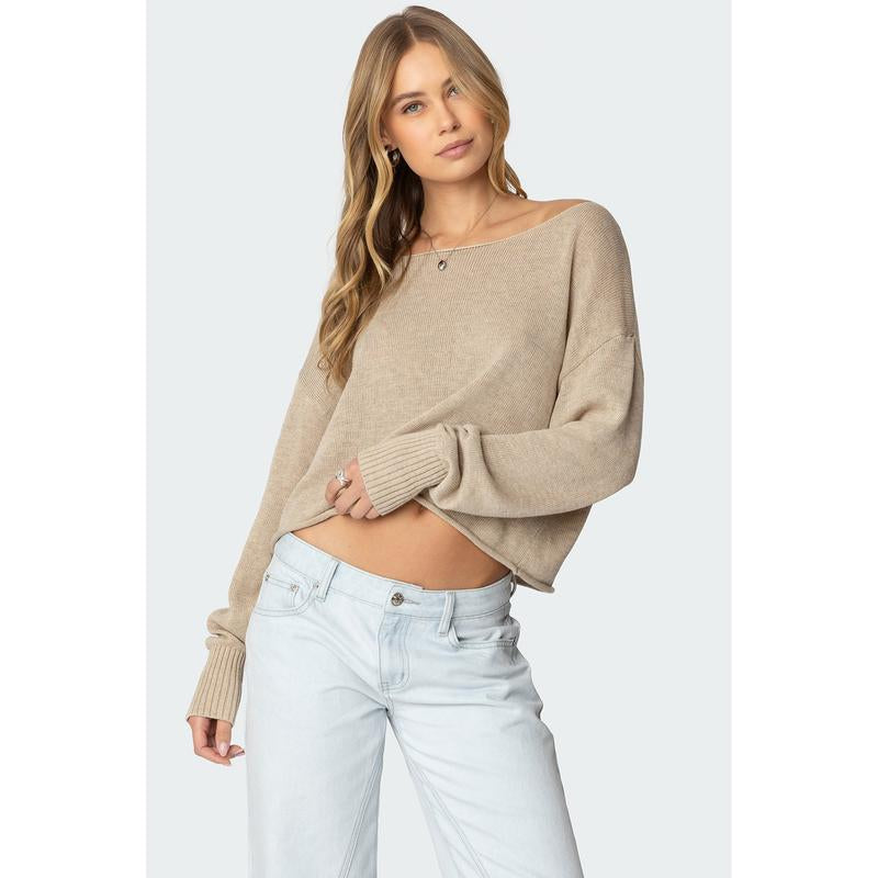 Aviv Oversized Wide Neck Sweater - Kiki of DC Styles Store