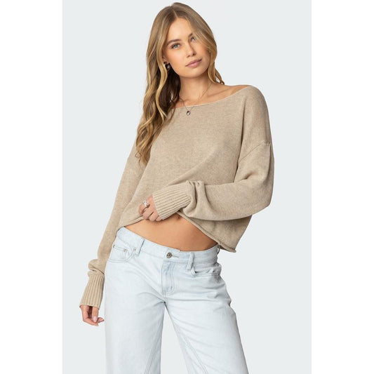 Aviv Oversized Wide Neck Sweater - Kiki of DC Styles Store