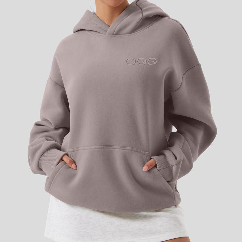 OQQ Women'S Hooded Pullover Sweatshirt - Long Sleeve - Fashionable Fall/Winter Top with Front Pockets Design - Kiki of DC Styles Store