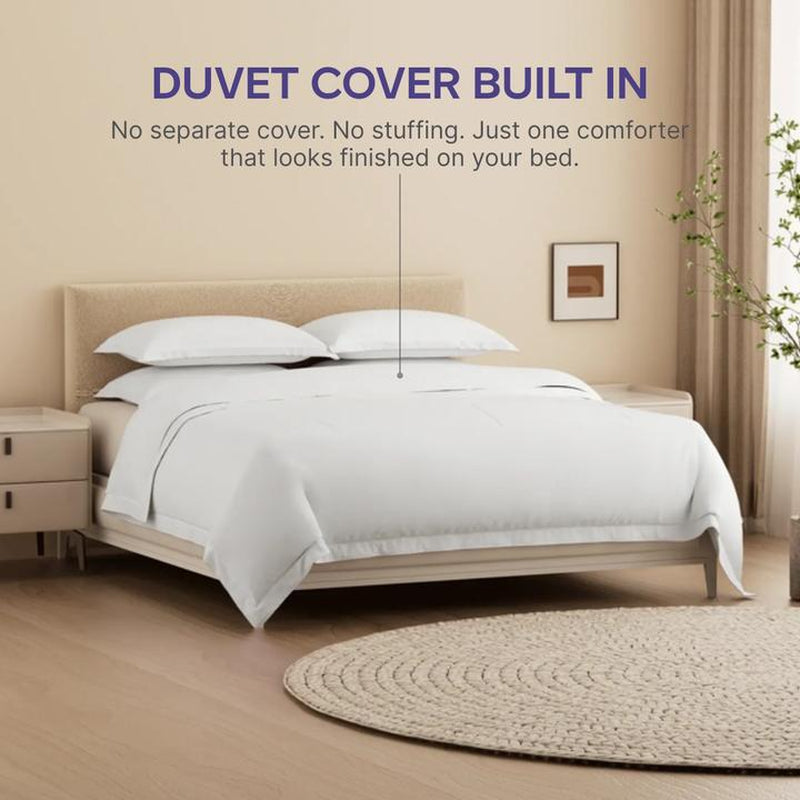 Transform Your Sleep with the Cloudcontrol Hypoallergenic Comforter – Machine-Washable, Built-In Duvet Cover for Year-Round Luxury!