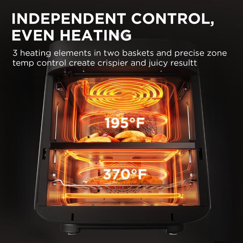 Midea 8 in 1 Dual Air Fryer, Deals for You Days, Gift, 11 Quart with 2 Independent Frying Baskets , Sync Finish, Wi-Fi Connectivity & 50+ App Recipes for Family-Sized Meals - Kiki of DC Styles Store