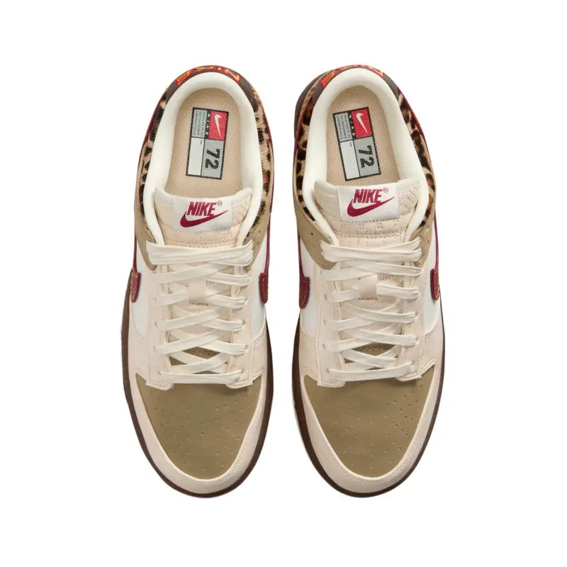 Nike Dunk Low Retro Leopard Khaki Team Red Women’S - Perfect for Casual Footwear Walking Shoes Sneaker Trainer Girl