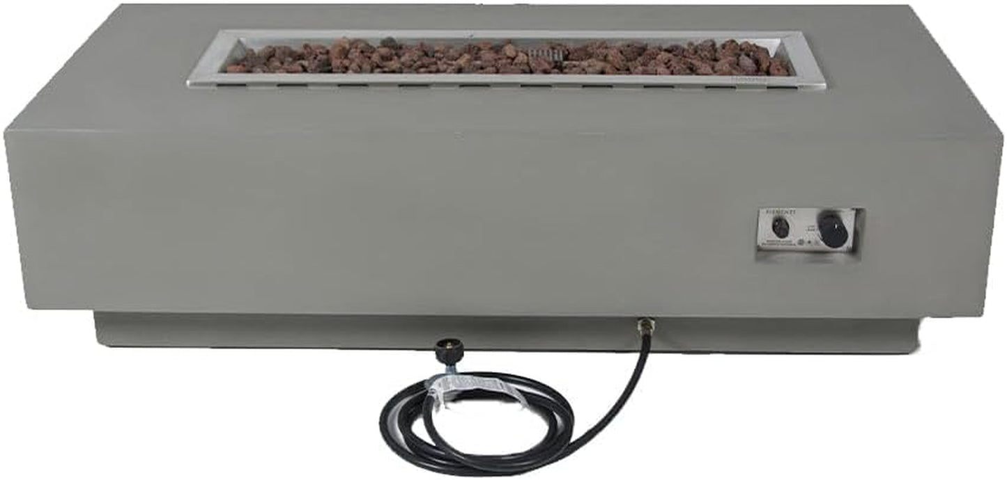 Granville 60" Modern Cast Concrete Fire Table - 45,000 BTU Natural Gas Fire Pit with Decorative Lava Rocks for Ultimate Outdoor Ambiance