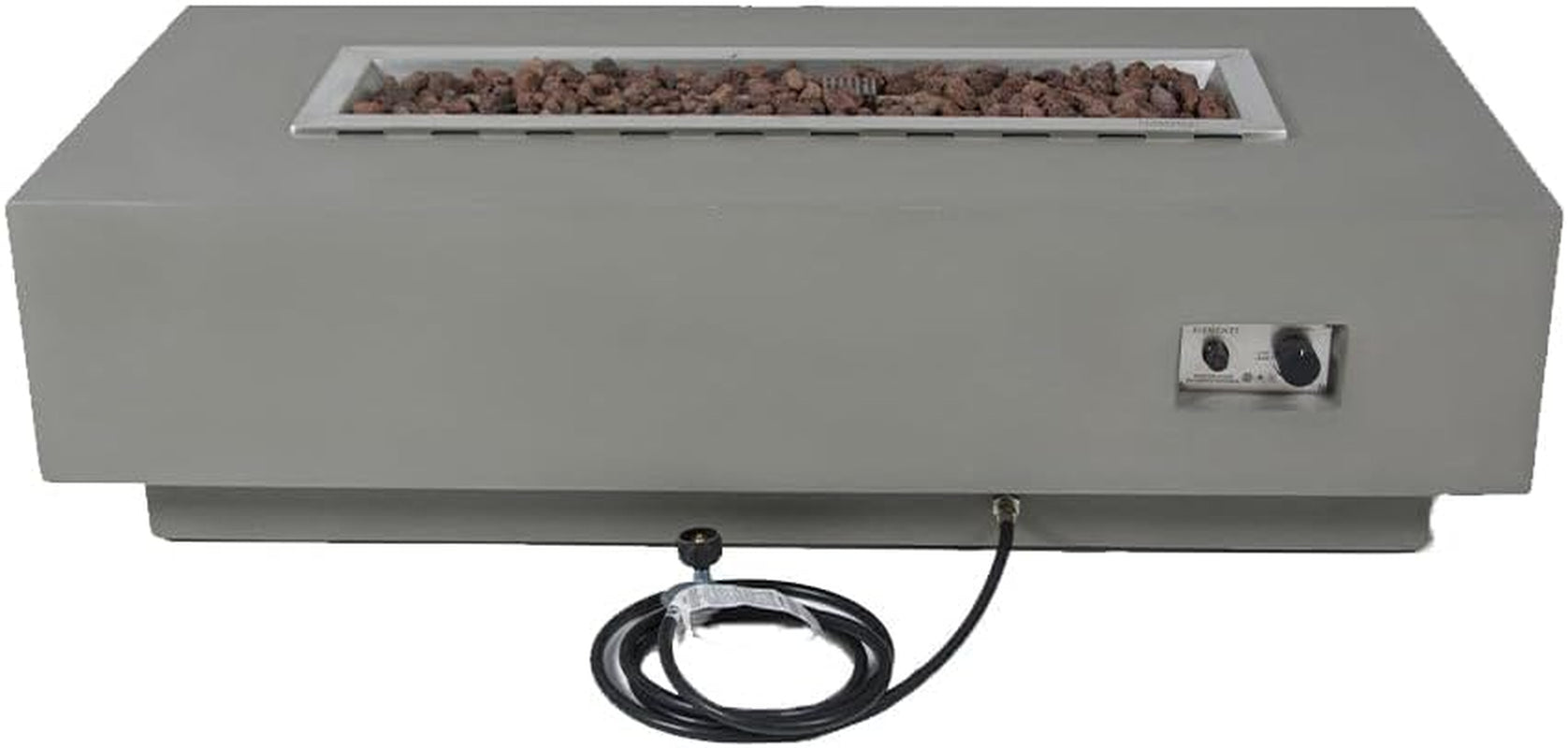 Granville 60" Modern Cast Concrete Fire Table - 45,000 BTU Natural Gas Fire Pit with Decorative Lava Rocks for Ultimate Outdoor Ambiance