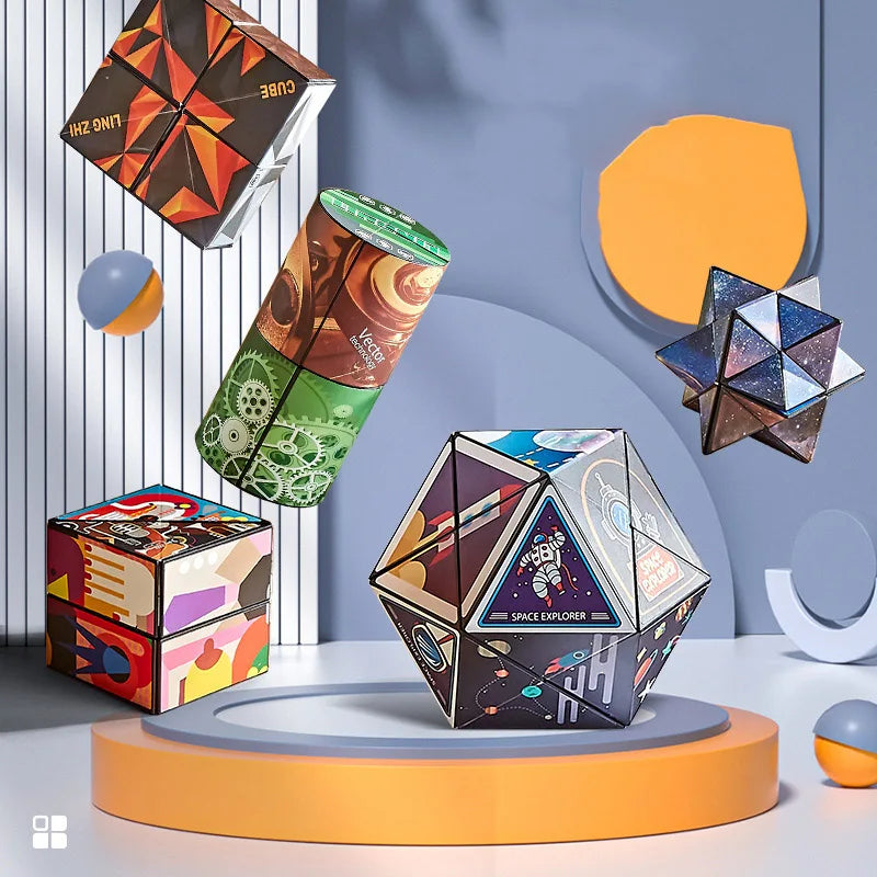 Shape Shifting Box Geometric Changeable Magnetic Magic Cube 3D Decompression Hand Flip Puzzle Kids Reliever Fidget Toy - Kiki of DC Styles Store