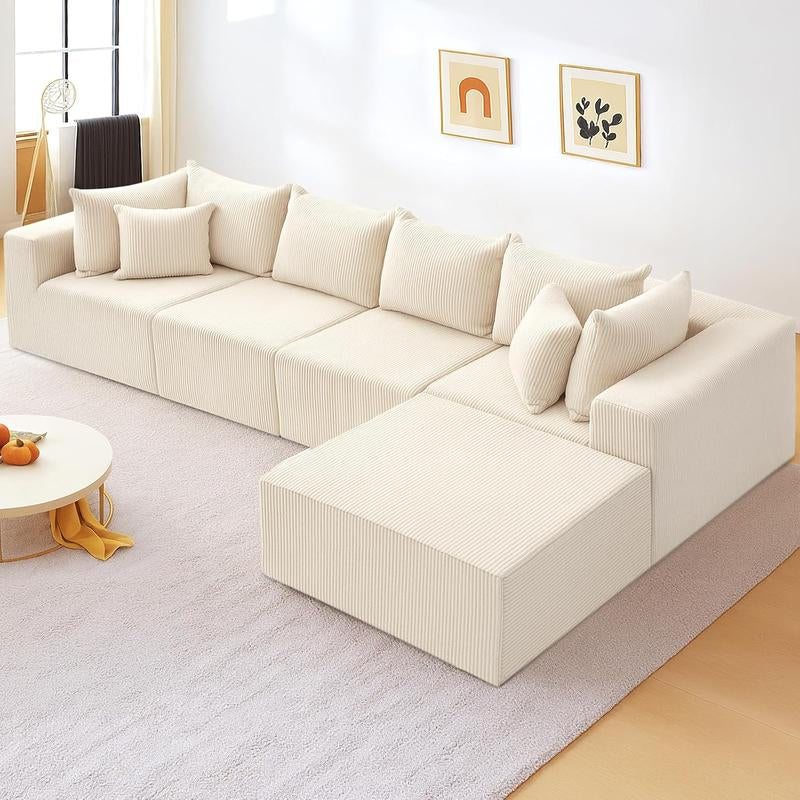 Oversize 131” L Shaped Modular Sectional Sofa Cloud Couches for Living Room,No Assembly Corduroy Convertible Sleeper Sofa Bed,Compression Memory Foam - Kiki of DC Styles Store