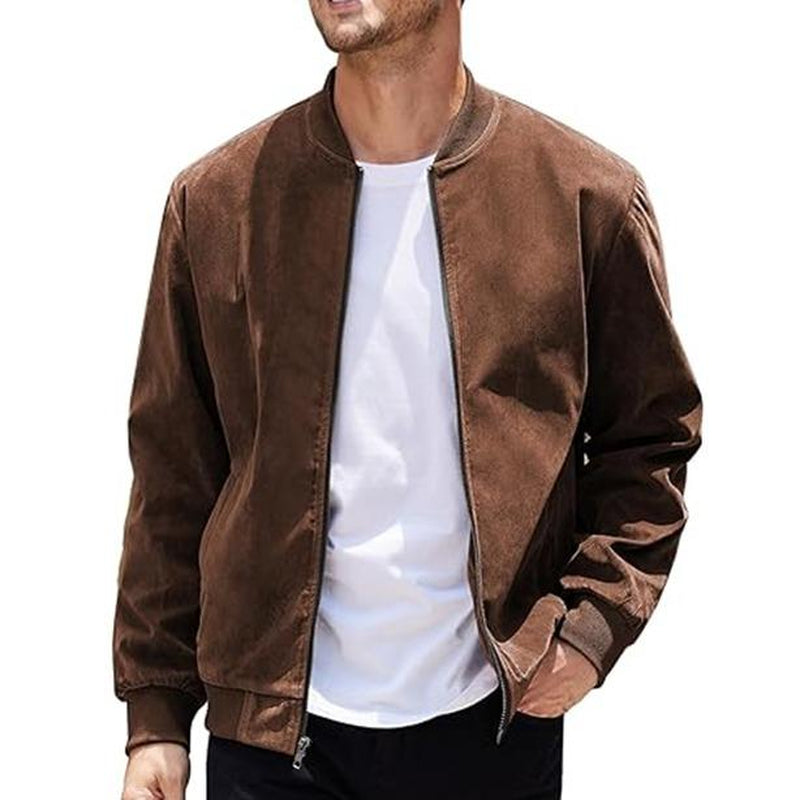 COOFANDY Men'S Casual Sports Jacket Retro Lightweight Suede Baseball Jacket, Fashionable Street Style Jacket, Suede Fabric Fashionable Comfortable Jacket, Men'S Top Coat, Men'S Jacket Coat - Kiki of DC Styles Store