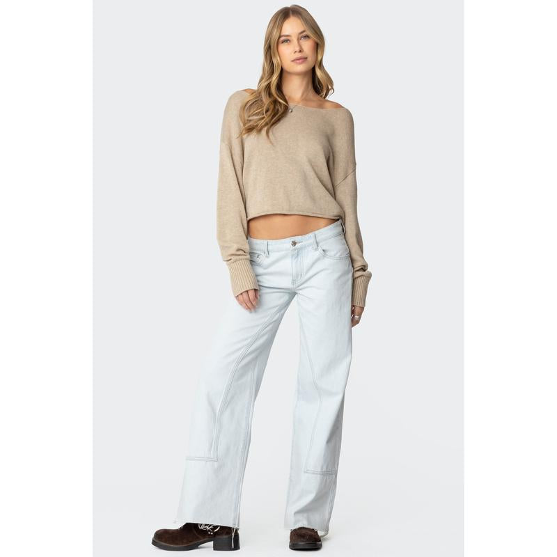 Aviv Oversized Wide Neck Sweater - Kiki of DC Styles Store