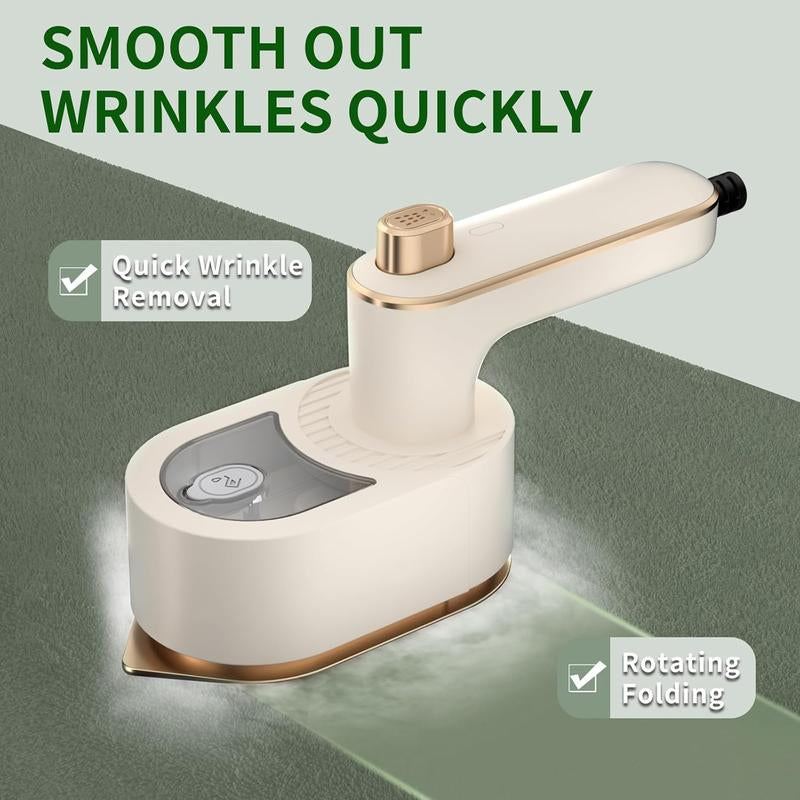 Upgrade Your Travel with the 2025 Mini Handheld Steamer Iron - Perfect for Home, Business, and On-the-Go (Beige/Green) - Kiki of DC Styles Store