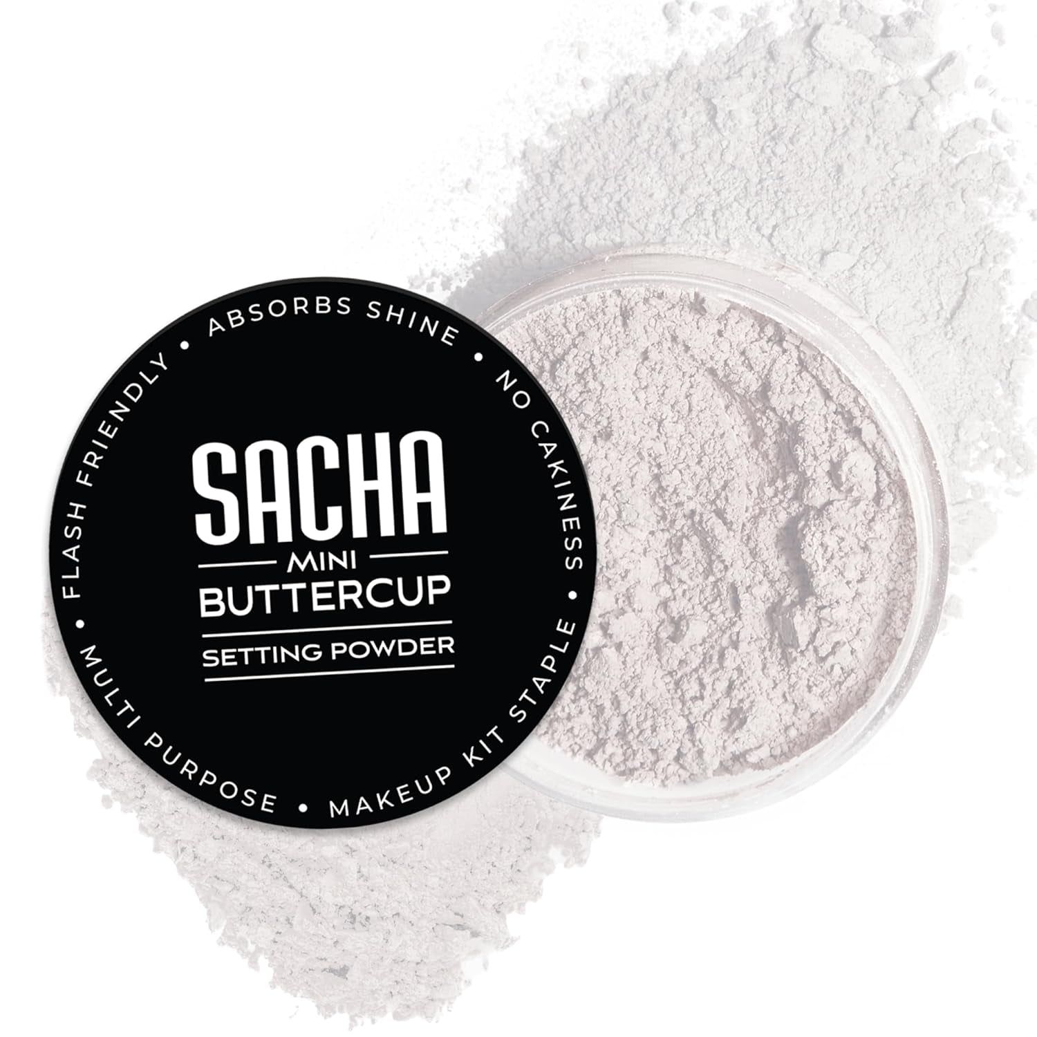 Sacha Buttercup Setting Powder - Translucent Loose Powder for Medium to Dark Skin Tones, 1.75 oz, Blurs Fine Lines and Pores, No Ashy Flashback, Ideal for Setting Makeup Foundation or Concealer.