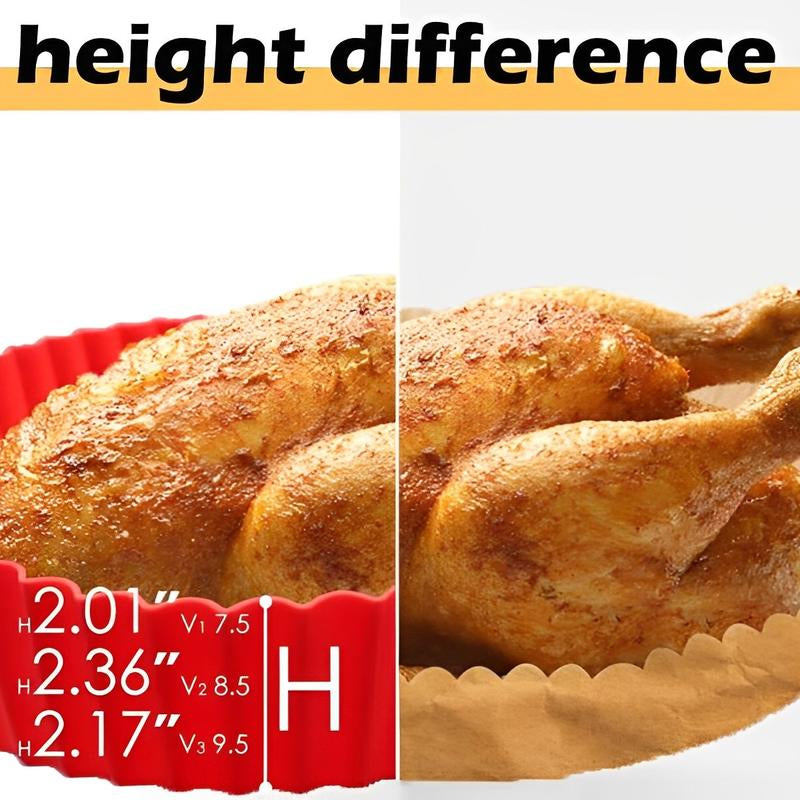 Air Fryer Silicone Liners Pack of 2 with Brush & Holding Gloves, Basket Bowl, Replacement of Flammable Parchment Paper, Reusable Fruit Kitchen Oil Pot - Kiki of DC Styles Store