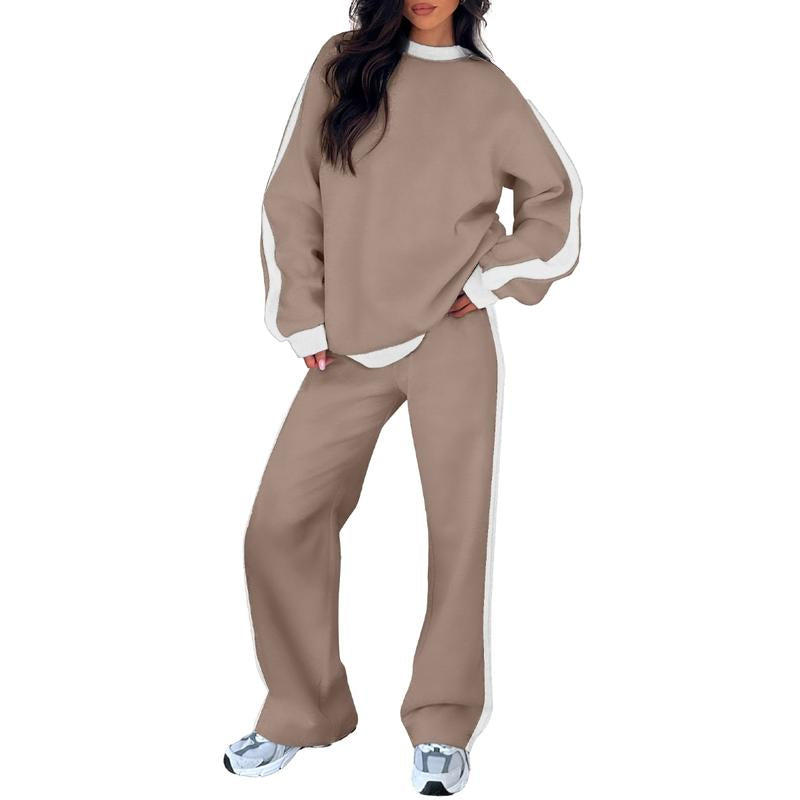 Aleumdr Women'S 2 Piece Outfit Fleece Sweatsuit Casual Lounge Matching Sets Crewneck Loose Fit Cozy Sweatshirt & Straight Leg Sweatpants Womenswear - Kiki of DC Styles Store