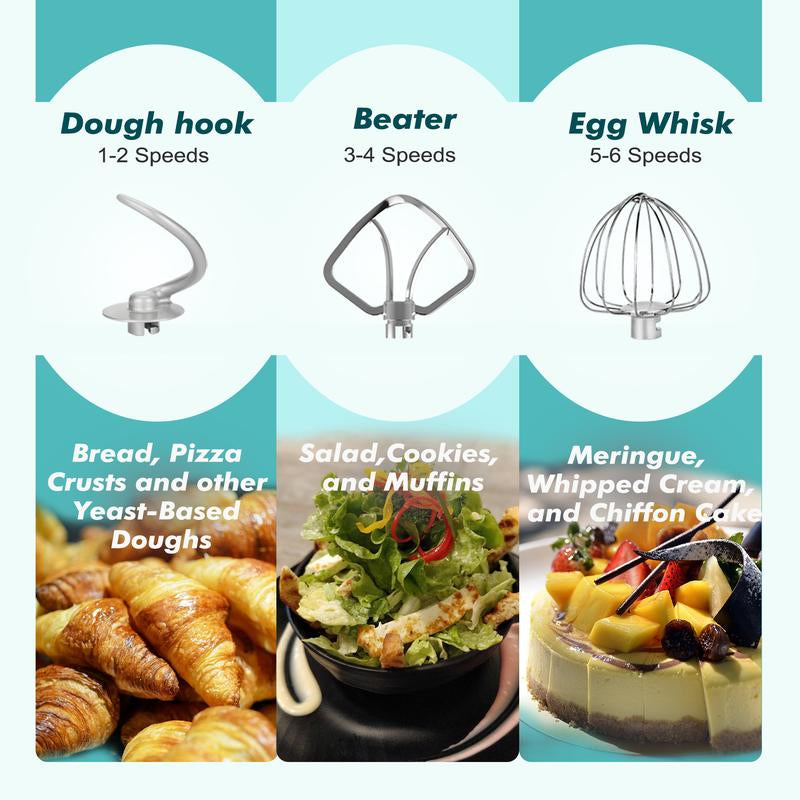 Kitchen in the Box 660W Tilt-Head Stand Mixer | 6.5QT Stainless Steel Bowl, 6-Speed Electric Food Mixer - Kiki of DC Styles Store