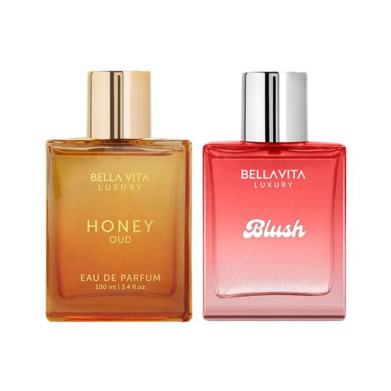 Tangled Temptation by Bellavita Luxury | Honey Oud & Blush | 2X100 Ml Unisex Perfume Set | Long Lasting EDP with Floral, Spicy, Woody & Musky Notes | Patchouli, Vanilla, Bergamot, Red Fruits & Sandalwood | Luxury, Vegan & Cruelty-Free - Kiki of DC Styles Store