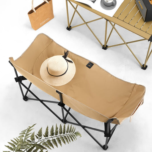 2-Person Folding Camping Sofa Chair with Armrests-1