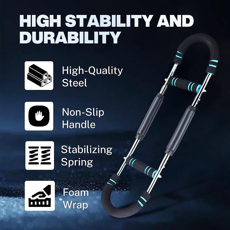 Adjustable Twister Arm Trainer (60-120 lbs) - Portable Spring Resistance Bar for Enhanced Chest and Grip Strength Training at Home